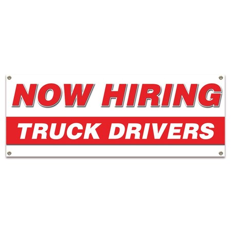 Signmission Now Hiring Truck Drivers Banner Apply Inside Accepting Application Single Sided B-30317